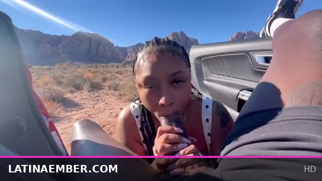 Latina Slut Sucks and Swallows Cum on the Side of the Road